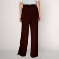 thumbnail image 4 of Pantalones de trabajo de mujer, de pierna ancha y cintura alta - Poliéster y spandex, estilo informal de negocios, bolsillos delanteros plisados, ropa para la oficina y las vacaciones, 4 of 6