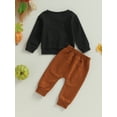 thumbnail image 4 of Toddler Boy Halloween Outfits Pumpkin Print Long Sleeve Crew Neck Sweatshirt + Elastic Waist Pants Fall Clothes Set, 4 of 9