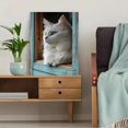 thumbnail image 5 of Qisvanset Framed Canvas Wall Art 12x16 Inch Rustic Window White Cat Farmhouse Pet Lover Art, 5 of 5