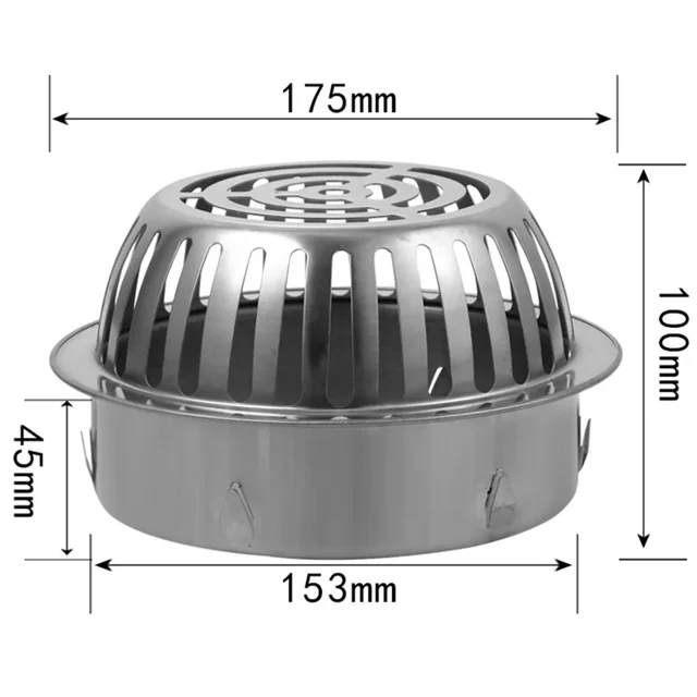 Drain de Sol de Toit de Balcon en Acier Inoxydable Rond Grand Déplacement Anti-Blocage Écran de Filtre Couverture Drain de Sol Extérieur