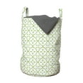 thumbnail image 1 of Vintage Laundry Bag, Abstract Flowers Motifs with Geometric Shapes Monochrome Illustration, Basket with Handles Drawstring Closure for Laundromats, 13" x 19", Lime Green and White, by Ambesonne, 1 of 4