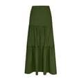 thumbnail image 6 of FengLS Women's Summer Midi Skirt Tiered Flowy High Waist Maxi Skirt Casual Solid Color A-Line Ankle Length Skirt, 6 of 6