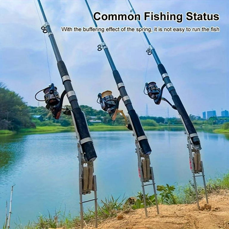 Elainilye Automatic Fishing Rod Holder, Double Spring Stainless Steel Hook  Setter Fishing Pole Holder, Adjustable Ground Support Bracket for Bank  Fishing , Folding Design with Tip-Up Action - Walmart.com