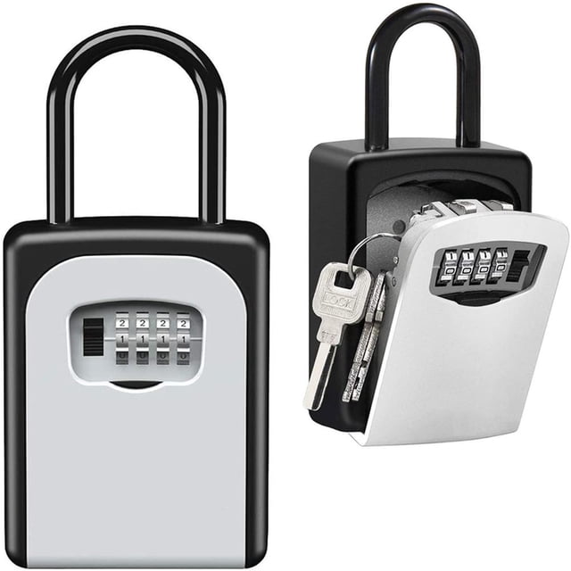 KEINXS Key Lock Box Wall Mounted Portable Lock Box for House Key 5 Key Capacity Weatherproof Resettable Code House Key Safe Security Lock Box for Outside Realtors Garage Spare