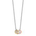 thumbnail image 2 of 925 Sterling Silver Necklace with Pendants Chain Rhodium, Rose and Gold-plated 3-Circle 16 inch, 2 of 4