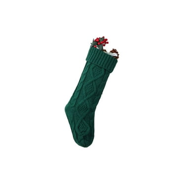 AUQ Christmas Stockings,Unique Knitted Design Christmas Stocking,Versatile Decoration Family Holiday,Green
