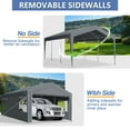 thumbnail image 6 of Ktaxon 12x20Ft Carport, Large Heavy Duty Car Tent with Galvanized Steel Frame, Portable Storage Boat Shed Canopy Garage with Sidewalls & Doors, Gray, 6 of 12