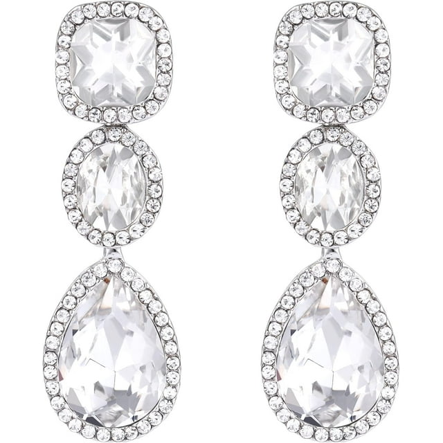 Cristal Austríaco Elegante Boda Oval Lágrima Aretes Perforado Colgantes para Mujer