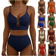 thumbnail image 7 of qucoqpe Womens Swimsuits Summer Cutout Crisscross Ruched Two Piece Bathing Suit High Waisted Bikini Sets, 7 of 7
