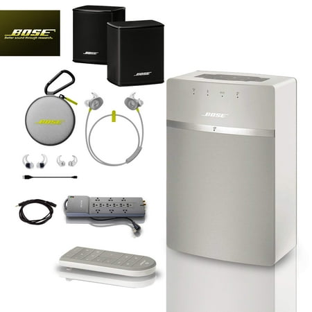 Bose SoundTouch 10 Wireless Music System (White), SoundSports Citron Wireless Headphones, Wireless Surround Speakers Studio Setup (Reed)