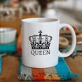 thumbnail image 5 of Funnil King Queen Coffee Mug Set His and Hers Engagement Wedding Newlywed Gifts for Couples White, 5 of 7