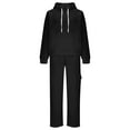thumbnail image 6 of Dazajoo Women 2 Piece Lounge Sets Long Sleeve Sweatshirt Hoodies and Cargo Pants Tracksuit Fall Winter Sweatsuit Outfits with Pockets Black,XXL, 6 of 9