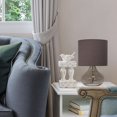 thumbnail image 3 of Simple Designs Glass Raindrop Table Lamp with Fabric Shade, Smoke Gray with Gray Shade, 3 of 9