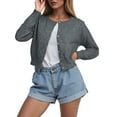 thumbnail image 2 of idosla Cropped Cardigan Bolero Shrug for Women, Button Down Long Sleeve Knit Sweater for Dresses,for Jeans (Dark Gray, L), 2 of 6
