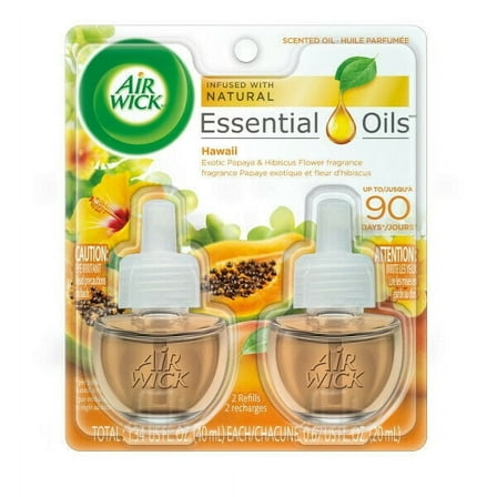 Air Wick Scented Oil Twin Refill Hawaii Exotic Papaya & Hibiscus Flower (2X.67) oz. (Pack of 2)