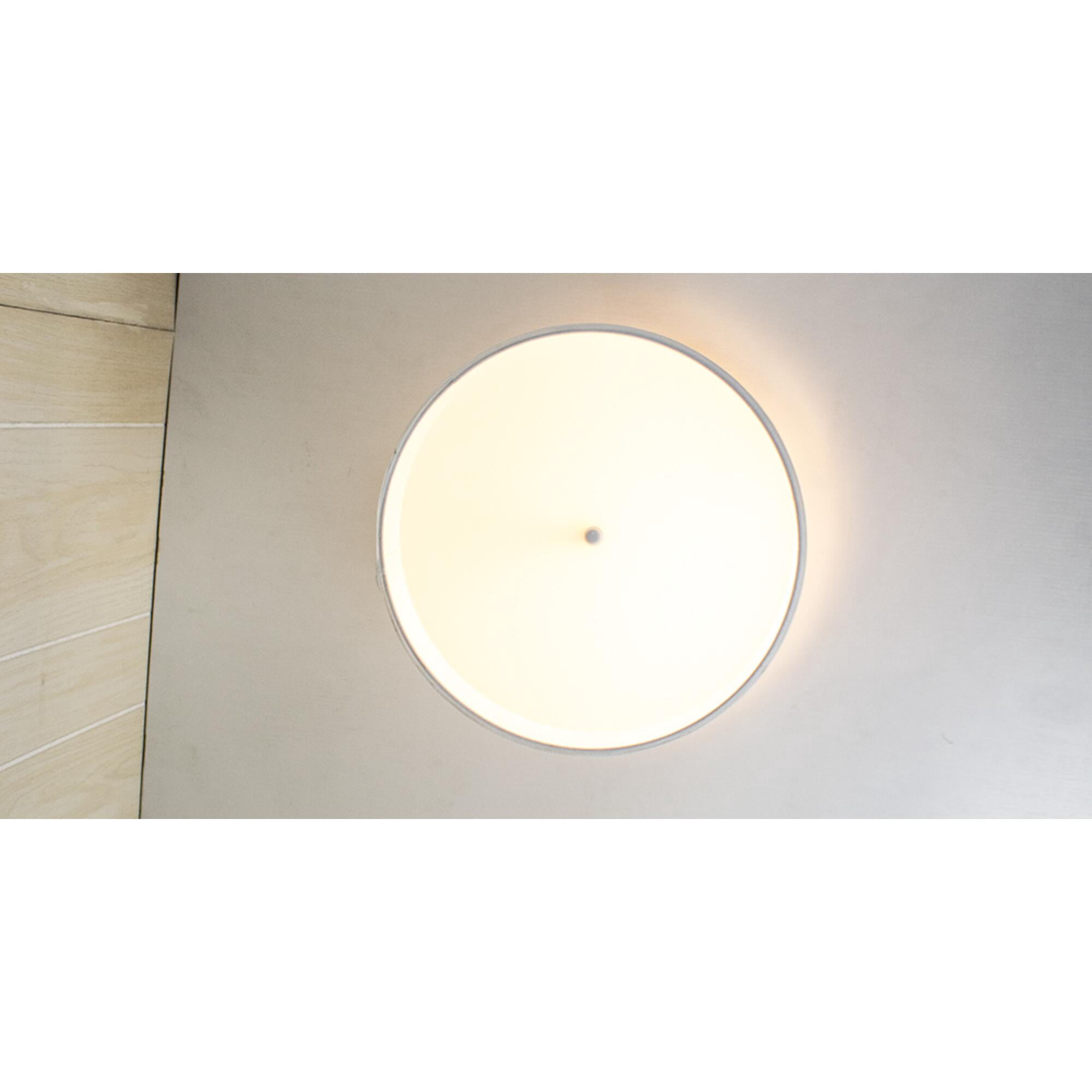 Moderne Flush Mount Conversion Kit 14"w White Fabric Drum Lampshade