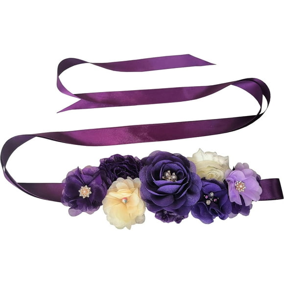 SHIQI-Wedding Bride Belt Sash Floral Sash Belts for Maternity Dresses Floral Belt Sash Girls Women Baby Shower Sash Belt