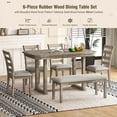 thumbnail image 5 of Bellemave 6-Piece Dining Table Set, Rubber Wood Rectangular Kitchen Table Set for 6, Farmhouse Dining Table Set with 4 Upholstered Chairs and Bench (Gray), 5 of 11