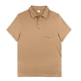 thumbnail image 3 of Mens Golf Shirt with Pocket Short Sleeve Moisture Wicking Polo-Collared Business Casual Tops Quick Dry (XL, Khaki), 3 of 8