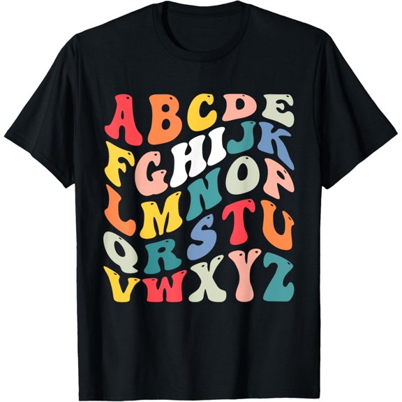 alphabet hi back to school ABC Pre K Kindergarten Teacher T-Shirt men and women can wear, black, white, gifts