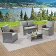 thumbnail image 2 of Sonerlic 4 Pcs Outdoor Furniture Sets with Armrests and Table, Patio Rattan Wicker Loveseats for Garden,Lawn Deck, Gray, 2 of 9