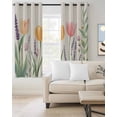 thumbnail image 2 of Spring Floral Blackout Curtains 63 Inches Long for Bedroom, Pink Yellow Tulip Botanical Summer Thermal Insulated Room Darkening Black Out Window Curtain Panels Grommet Drapes for Living Room, 2 of 8