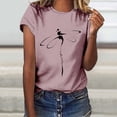thumbnail image 2 of Fgnfyis Hauts pour Femmes T-Shirt Court Chemise Décontractée Tunique à Manches Imprimé Col Rond Lettres Hauts Blouse T-Shirts à Manches Courtes pour Femmes Rose P, 2 of 4