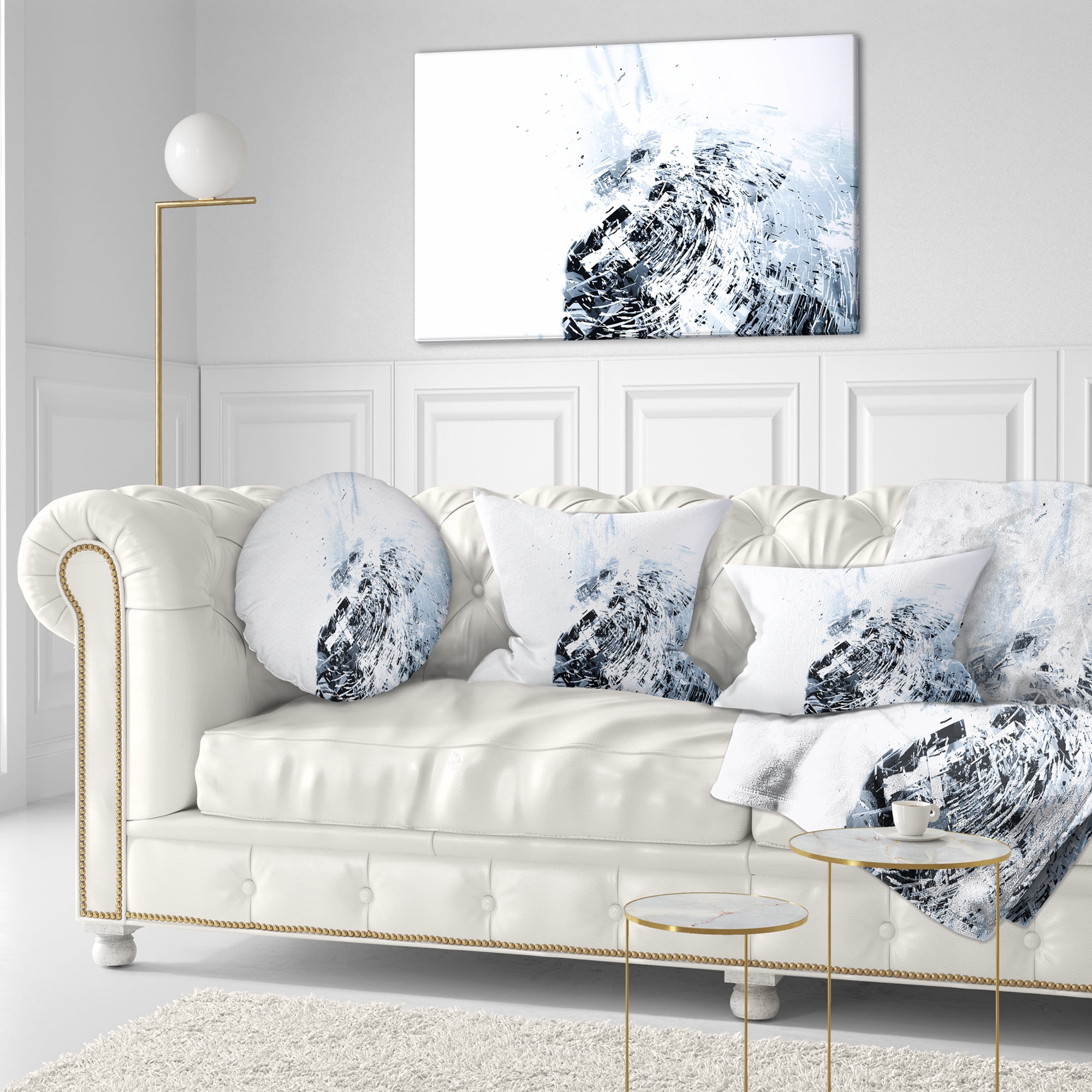 Designart 3D Abstract Art White Crystal - Abstract Throw Pillow - 12x20