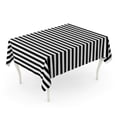 thumbnail image 1 of NUDECOR White Black and Stripe Pattern Thin Line Tablecloth Table Desk Cover Home Party Decor 60x104 inch, 1 of 1