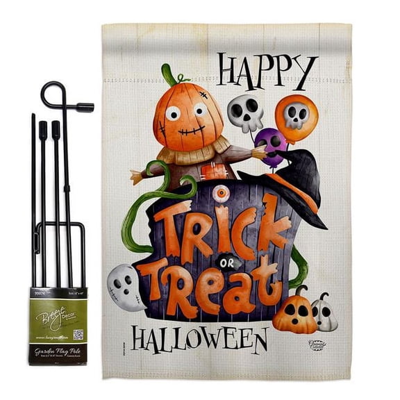 Ornament Collection GS190172-BO Trick or Treat Day Falltime Halloween 13 x 18.5. in. Double-Sided Decorative Vertical House Garden Flag Set for Decoration Banner Yard Gift