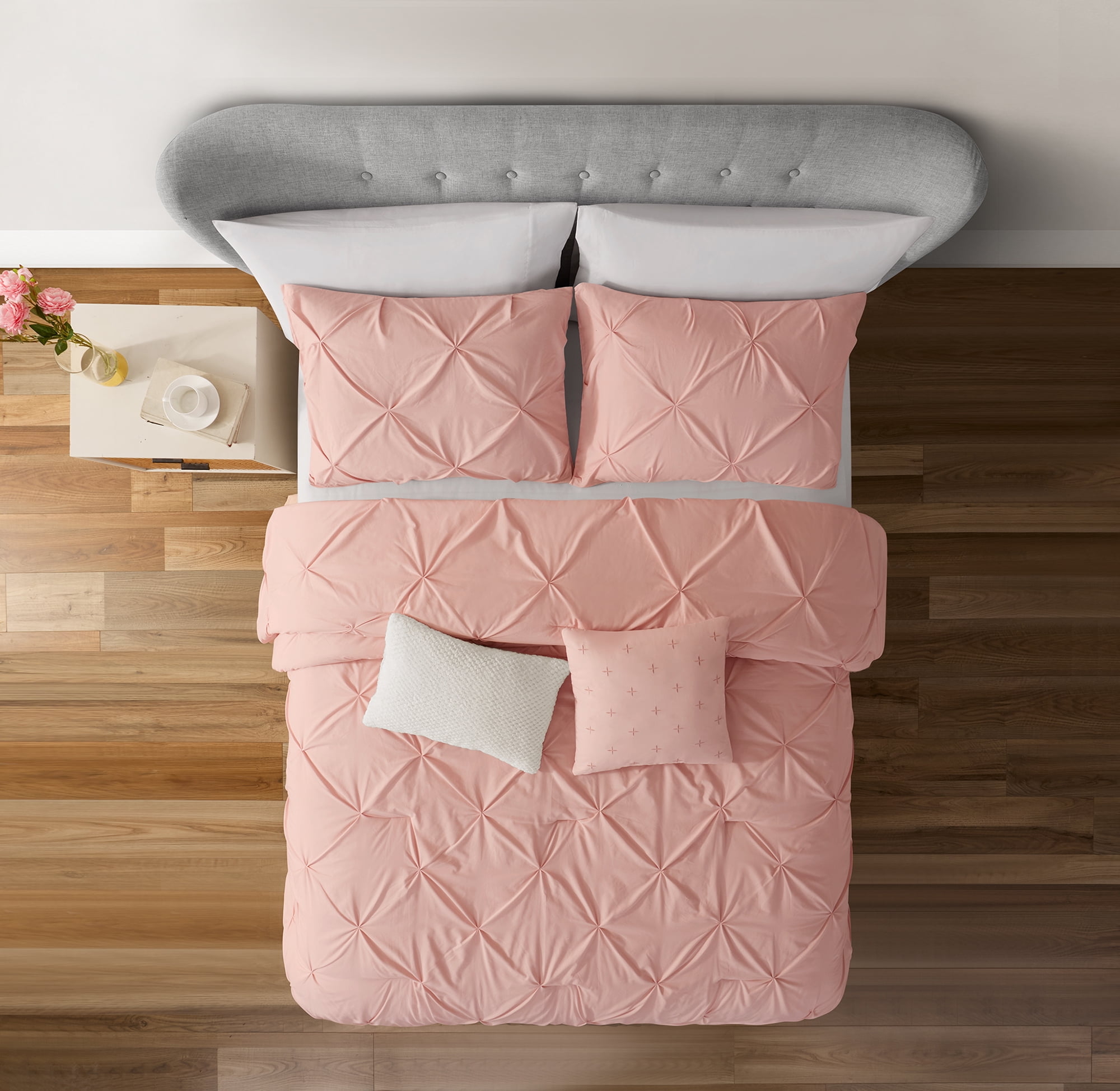 Home Trends 5-Piece Blush Pintuck Comforter Set, HOME TRENDS PL HT PINTUCK CSET KING