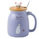 thumbnail image 1 of Bonita taza de café de cerámica, bonita tapa de gato con cuchara, posavasos kawaii, novedosa taza de té rosa para mujer, taza de Navidad, regalo del día de la madre, regalo de cumpleaños, 450 ml, 1 of 5