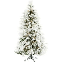 Christmas Time 6.5-Ft. Prelit Frosted Fir Snowy Artificial Christmas Tree with Clear LED String Lights