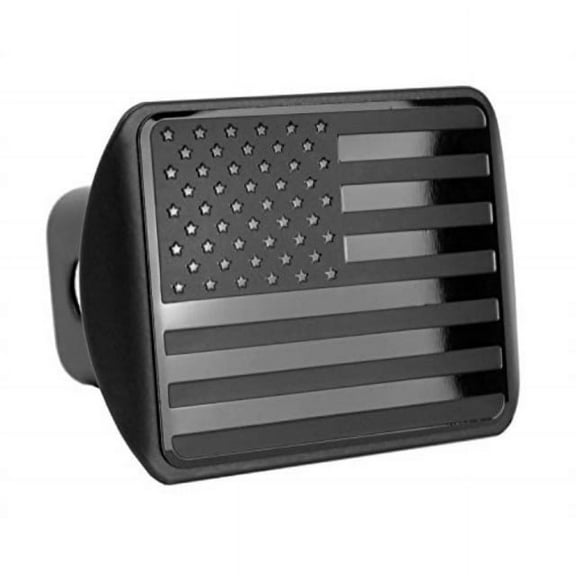 usa us american stainless steel flag metal emblem on metal trailer hitch cover (fits 2" receivers, black)
