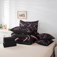 thumbnail image 5 of Manfei Pink Neon Light Bedding Comforter Set 7-Piece, Geometric Minimalist King Bedding Sets, Black Reversible Bed Sheets, Microfiber Bedroom Decor, 5 of 7