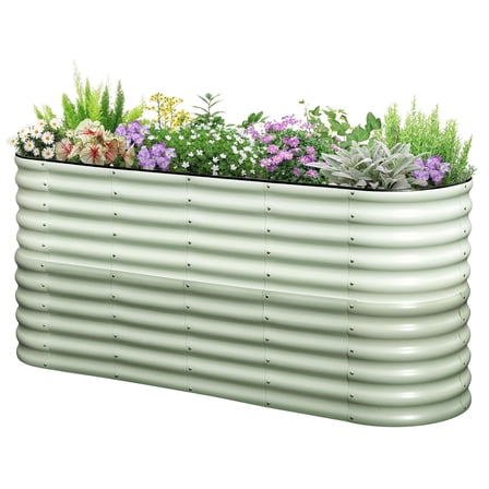 KING BIRD 6.6x2x3 ft Raised Garden Bed 9 in 1 Galvanized Steel Metal Planter Garden Box Outdoor for Gardening, Vegetables, Flowers, Light Green