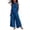 Blue, variant on LEKWK Linen Sets for Women 2 Piece Sleeveless Ruffle Tank Tops and Flowy Wide Leg Pants with Pockets Summer Fashion Boho Beach Travel Sets