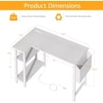 thumbnail image 3 of White L Shaped Computer Desk with Power Outlet Shelves, 40 Inch Small Corner Desk for Small Space Home Office, Study Work PC Desks for Bedroom, White, 3 of 8