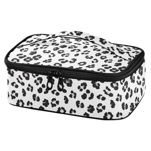 ALAZA Leopard Pattern White Lunch Box Insulated Cooler Tote Bag Reusable School Picnic Travel Office