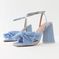 thumbnail image 4 of Women's Bow Knot Heeled Sandals Ankle Buckle Strap Chunky Heeled Open-toe Comfortable Wedding Party date Heeled Sandals, 4 of 9