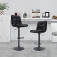 thumbnail image 2 of Home Counter Height Bar Stools, Adjustable Counter Stools Bar Chairs, Microfiber Fabric Modern Design Swivel Barstools Air Lift Stools for Kitchen Counter 360 Degree Swivel Seat Top, Black, S12982, 2 of 12