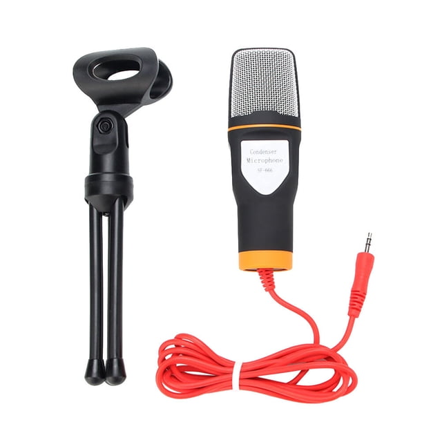 Mini Karaoke Condenser Microphone for Phone Coumputer Mini Phone Microphone with Holder (Black)