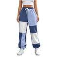 thumbnail image 5 of Nmnitkp Women's Color Block Joggers Sweatpants with Pockets Drawstring Elastic Waist Loose Fleece Winter Athletic Pants for Workout Lounge Casual Daily Wear Navy,XL, 5 of 6