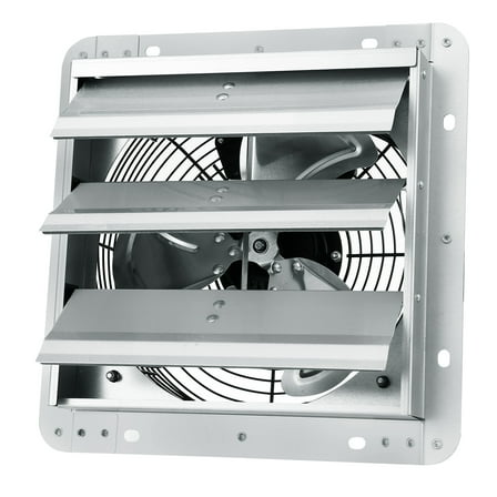KFFKFF 10'' Shutter Exhaust Fan, High-Speed 820 CFM, Aluminum Wall-Mounted Attic Fan with AC Motor, Ideal for Ventilation and Cooling in Greenhouses, Garages, Sheds, and Workshops