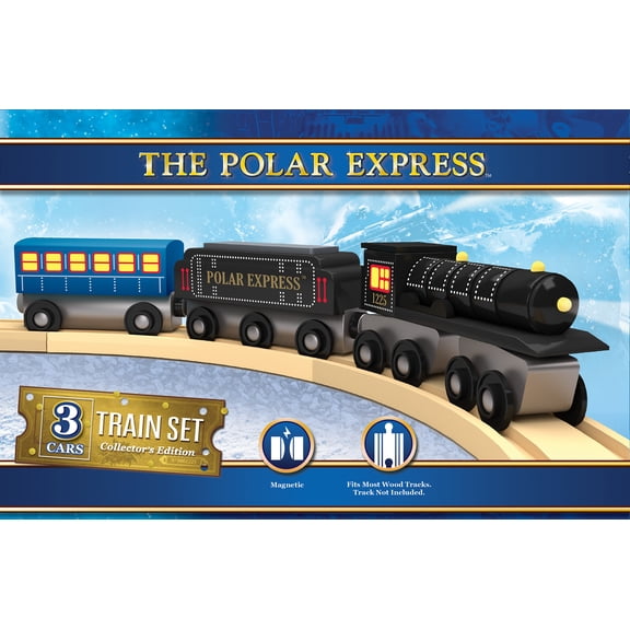 MasterPieces The Polar Express 3 Piece Wooden Train Set - Toy Train Sets for Boys Ages 3