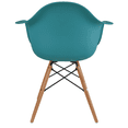 thumbnail image 6 of 2xhome Set of 2 Modern Dining Side Chairs From Molded Plastic Armchair Shell with Natural Wooden Legs, Teal, 6 of 8