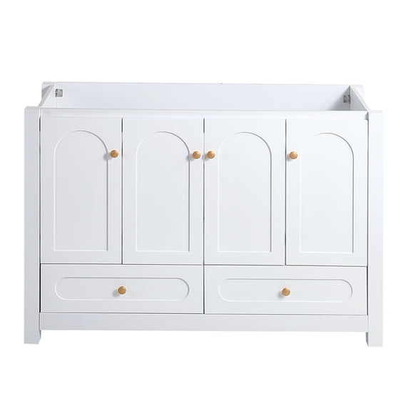 JERFIT 48 inch White Bathroom Vanity with Sink, Soft Close Doors and Drawers for Modern Bathroom Storage