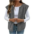 thumbnail image 2 of Otntypg Women's Fall Winter Fleece Vest 2025 Trendy Sleeveless Sherpa Jacket Button Down Open Front Fuzzy Thick Warm Outerwear Tops Gray S, 2 of 9