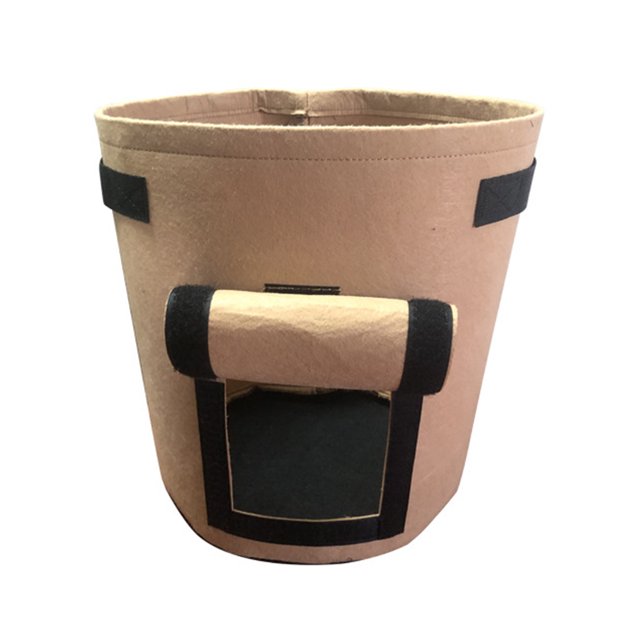 Bolsa de cultivo plegable para patatas, fresas y tomates, color marrón, tamaño mediano (30D*35H), 26 litros. Fabricada en tela no tejida de alta calidad, con ventana de observación para monitorear el