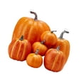 thumbnail image 2 of Lipstore 7Pcs Assorted Artificial Pumpkins Embellishment Photo Props Halloween Decoration Deep Orange, 2 of 8